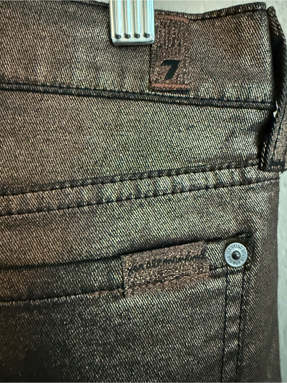 7 For All Mankind Copper Metallic Bronze Skinny Jeans - 30 - Picture 5 of 16